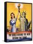 The Girls Behind the Men Behind the Guns…, WWII Poster-null-Framed Stretched Canvas
