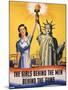 The Girls Behind the Men Behind the Guns…, WWII Poster-null-Mounted Giclee Print