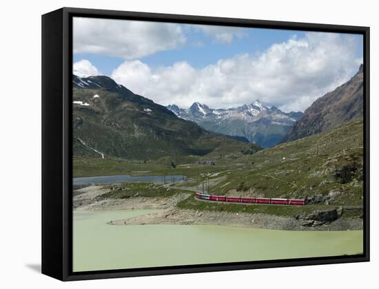 The Glacier Express Train Near St. Moritz, Canton Graubunden, Swiss Alps, Swiitzerland, Europe-Angelo Cavalli-Framed Stretched Canvas