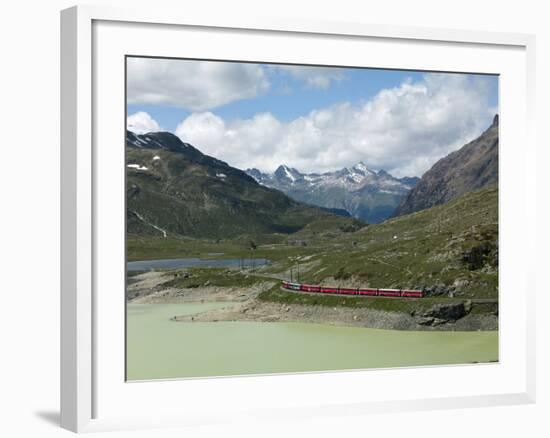 The Glacier Express Train Near St. Moritz, Canton Graubunden, Swiss Alps, Swiitzerland, Europe-Angelo Cavalli-Framed Photographic Print