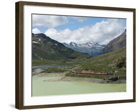 The Glacier Express Train Near St. Moritz, Canton Graubunden, Swiss Alps, Swiitzerland, Europe-Angelo Cavalli-Framed Photographic Print