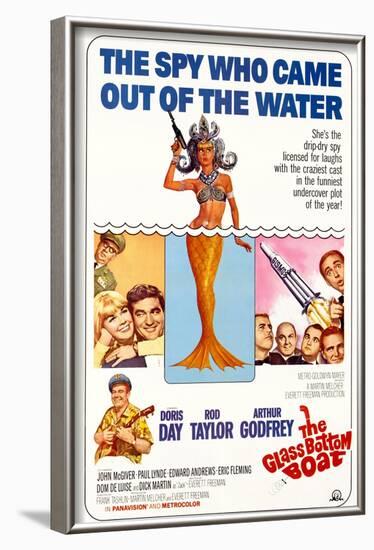 The Glass Bottom Boat, with Edward Andrews, Doris Day, Arthur Godfrey, and Rod Taylor, 1966-null-Framed Art Print