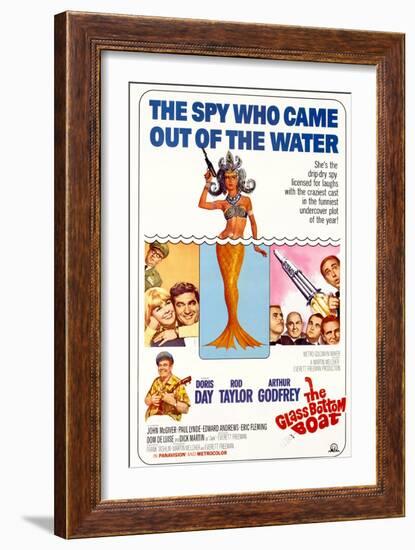 The Glass Bottom Boat, with Edward Andrews, Doris Day, Arthur Godfrey, and Rod Taylor, 1966-null-Framed Art Print