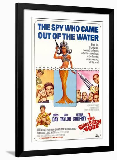 The Glass Bottom Boat, with Edward Andrews, Doris Day, Arthur Godfrey, and Rod Taylor, 1966-null-Framed Art Print