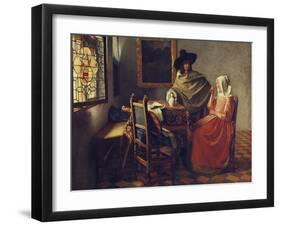 The Glass of Wine, C.1658-1660-Johannes Vermeer-Framed Giclee Print