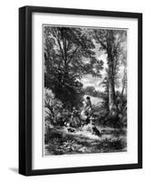 The Gleaners at the Stile, C1930S-Birket Foster-Framed Giclee Print