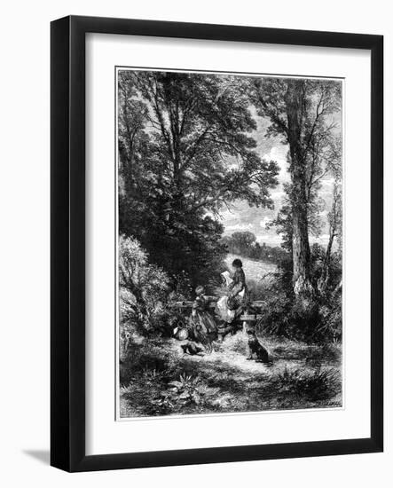 The Gleaners at the Stile, C1930S-Birket Foster-Framed Giclee Print