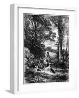 The Gleaners at the Stile, C1930S-Birket Foster-Framed Giclee Print