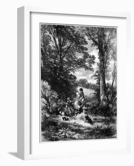The Gleaners at the Stile, C1930S-Birket Foster-Framed Giclee Print