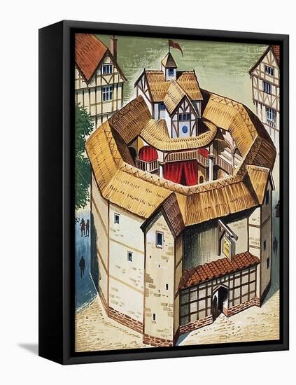 The Globe Theatre-English School-Framed Stretched Canvas