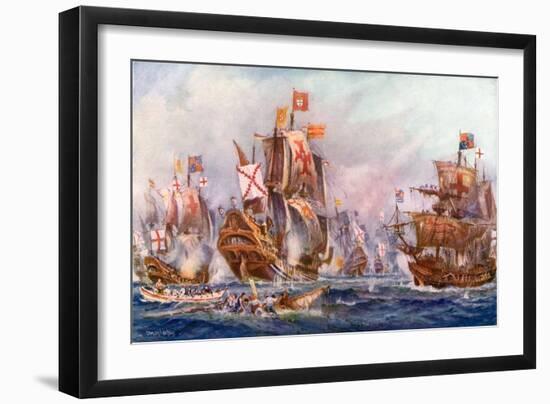 The Glorious Victory of Elizabeth's Seamen over the Spanish Armada, 1588-Charles John De Lacy-Framed Giclee Print