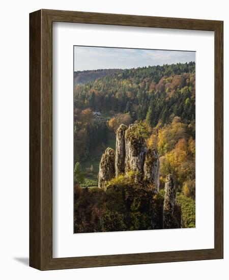 The Glove Rock Formation, Ojcow National Park, Krakow-Czestochowa Upland (Polish Jura), Poland-Karol Kozlowski-Framed Photographic Print