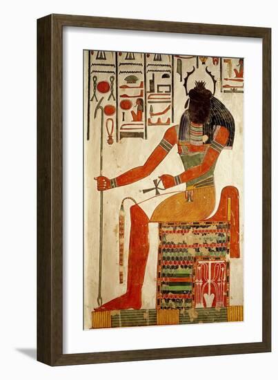 The God, Khepri, from the Tomb of Nefertari, New Kingdom (Wall Painting)-null-Framed Giclee Print