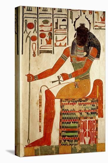 The God, Khepri, from the Tomb of Nefertari, New Kingdom (Wall Painting)-null-Stretched Canvas