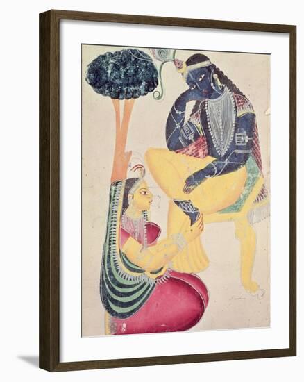 The God Krishna with His Mortal Love, Radha-null-Framed Giclee Print