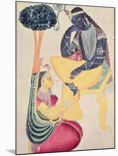 The God Krishna with His Mortal Love, Radha-null-Mounted Giclee Print