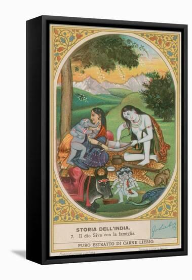 The God Shiva and His Family-null-Framed Stretched Canvas