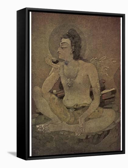 The God Shiva Saves Humanity by Drinking the Pois-Nanda Lal Bose-Framed Stretched Canvas