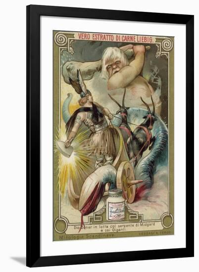 The God Thor Battling the Midgard Serpent and the Giants-null-Framed Premium Giclee Print