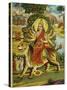 The Goddess Durga Color Lithograph-Bettmann-Stretched Canvas