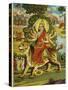 The Goddess Durga Color Lithograph-Bettmann-Stretched Canvas