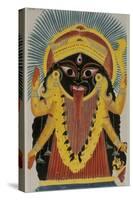 The Goddess Kali. Kalighat Style. Calcutta, India, 1845-null-Stretched Canvas