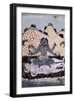 The Goddess Kali Seated in Intercourse with the Double Corpse of Shiva, 19th Century, Punjab-null-Framed Giclee Print