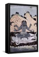 The Goddess Kali Seated in Intercourse with the Double Corpse of Shiva, 19th Century, Punjab-null-Framed Stretched Canvas