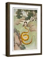 The Goddess Nu Kua Half Woman Half Dragon Created the First Humans out of Clay-null-Framed Art Print