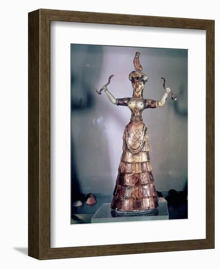 The Goddess of the Serpents, from the Palace of Knossos, 1500 B.C-Minoan-Framed Giclee Print