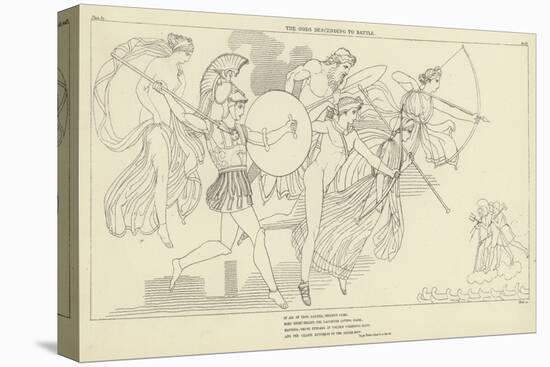 The Gods Descending to Battle-John Flaxman-Stretched Canvas