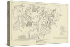 The Gods Descending to Battle-John Flaxman-Stretched Canvas