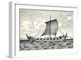 'The Gokstad Ship - A reconstruction', 1935-Unknown-Framed Giclee Print