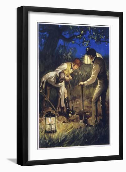 The Gold Bug 'We Dug Steadily for Two Hours'; the Treasure Is Discovered-null-Framed Art Print