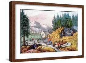 The Gold Rush, Gold Mining in California, 1849, 1871-Currier & Ives-Framed Art Print