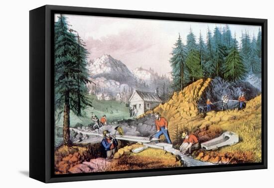 The Gold Rush, Gold Mining in California, 1849, 1871-Currier & Ives-Framed Stretched Canvas