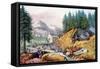 The Gold Rush, Gold Mining in California, 1849, 1871-Currier & Ives-Framed Stretched Canvas