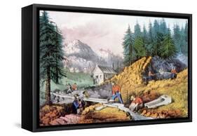 The Gold Rush, Gold Mining in California, 1849, 1871-Currier & Ives-Framed Stretched Canvas