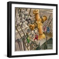 The Golden Cross Being Placed on the Top of St Paul's Cathedral-Peter Jackson-Framed Giclee Print