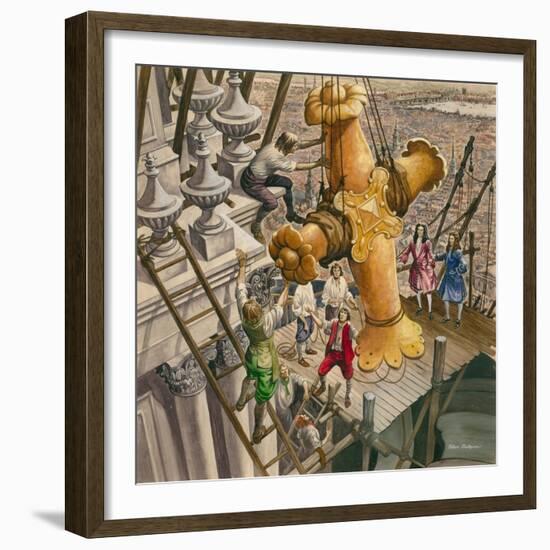 The Golden Cross Being Placed on the Top of St Paul's Cathedral-Peter Jackson-Framed Giclee Print