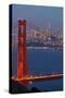 The Golden Gate Bridge and San Francisco Skyline at Night-Miles-Stretched Canvas