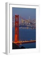 The Golden Gate Bridge and San Francisco Skyline at Night-Miles-Framed Photographic Print