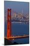 The Golden Gate Bridge and San Francisco Skyline at Night-Miles-Mounted Photographic Print