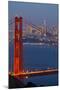 The Golden Gate Bridge and San Francisco Skyline at Night-Miles-Mounted Photographic Print