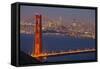 The Golden Gate Bridge and San Francisco Skyline at Night-Miles-Framed Stretched Canvas