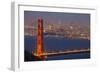 The Golden Gate Bridge and San Francisco Skyline at Night-Miles-Framed Photographic Print