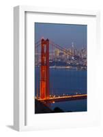 The Golden Gate Bridge and San Francisco Skyline at Night-Miles-Framed Photographic Print