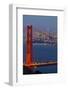 The Golden Gate Bridge and San Francisco Skyline at Night-Miles-Framed Photographic Print