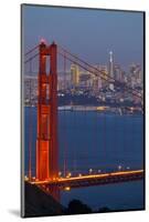 The Golden Gate Bridge and San Francisco Skyline at Night-Miles-Mounted Photographic Print