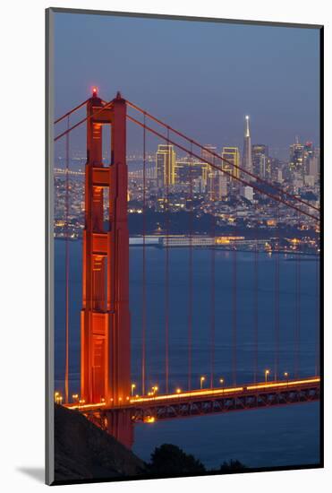 The Golden Gate Bridge and San Francisco Skyline at Night-Miles-Mounted Photographic Print